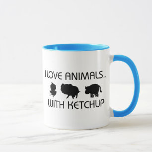 Jag älskar djur med Ketchup Mugg