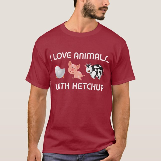 Jag älskar djur! Med Ketchup Tee (Framsida)