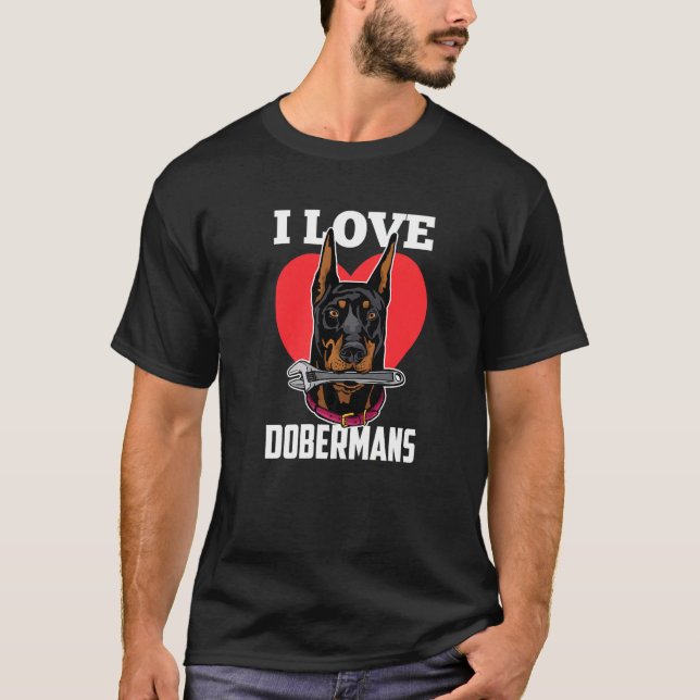 Jag älskar dobermann dobermann husdjur valp hund t shirt (Framsida)