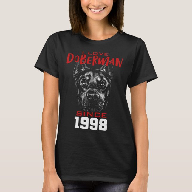 Jag älskar dobermann sedan 1998 t shirt (Framsida)