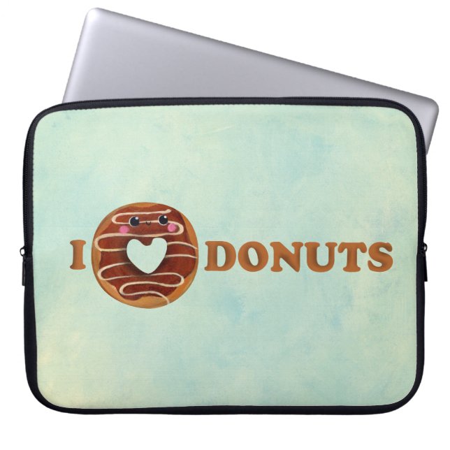 Jag älskar Donuts Laptop Fodral (Framsidan)