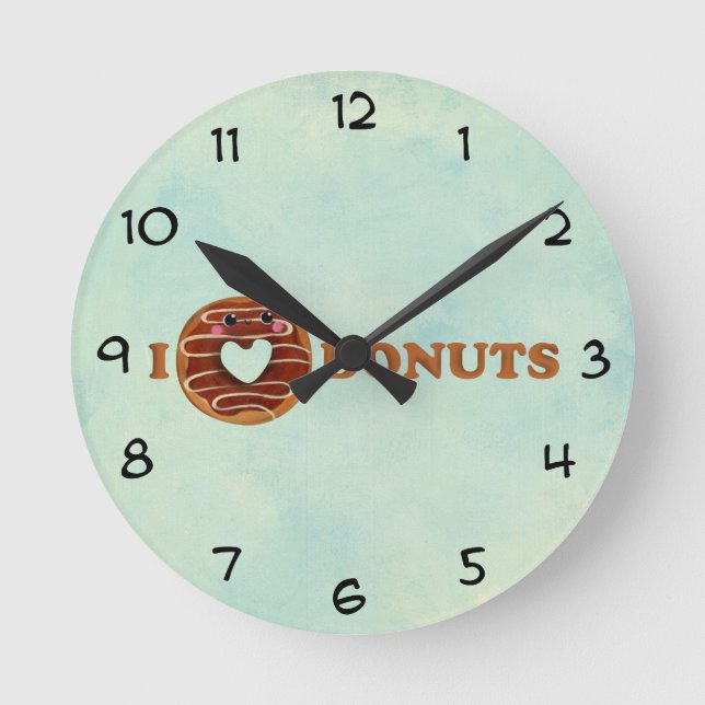 Jag älskar Donuts Rund Klocka (Framsida)