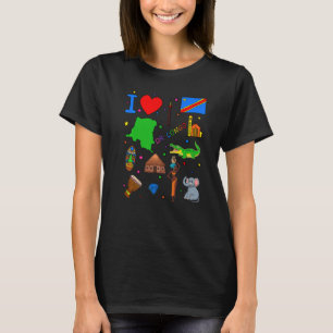 Jag älskar DR Kongo Handritade kongolesiska landmä T Shirt