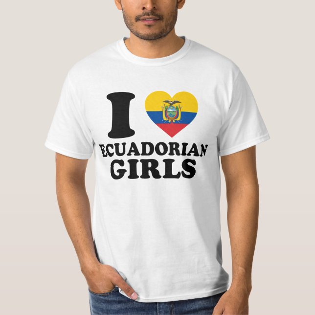 Jag älskar ecuadorianska flickor Ecuador Flagga Hj T Shirt (Framsida)