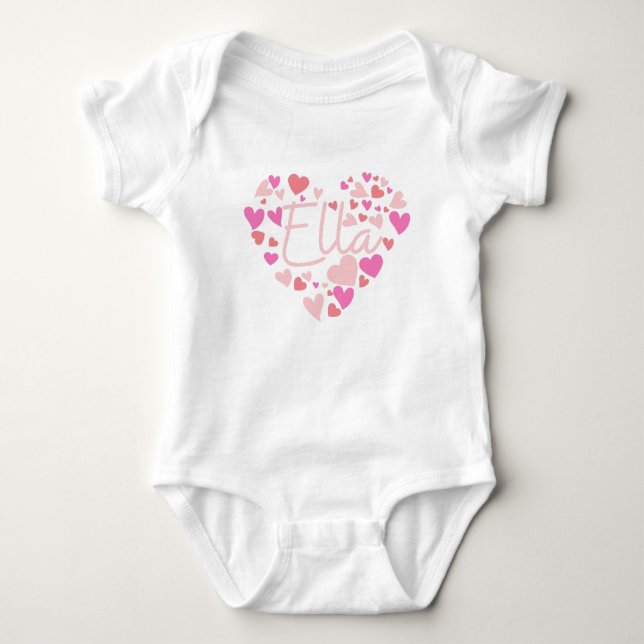 Jag älskar Ella-hjärter i rosa T Shirt (Framsida)