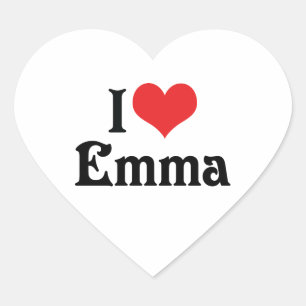 Jag älskar Emma Hjärtformat Klistermärke