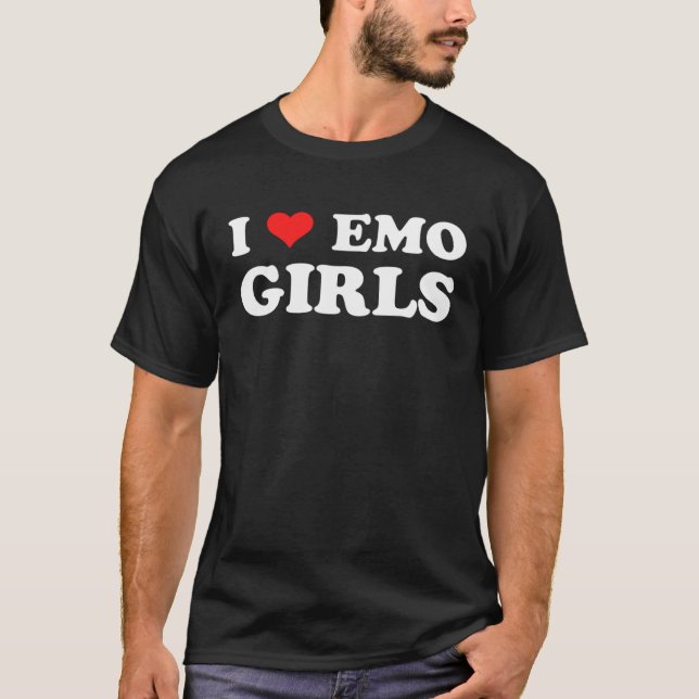 Jag älskar Emo-tjejer Goth Scen Kid Emo-moda Alt E T Shirt (Framsida)