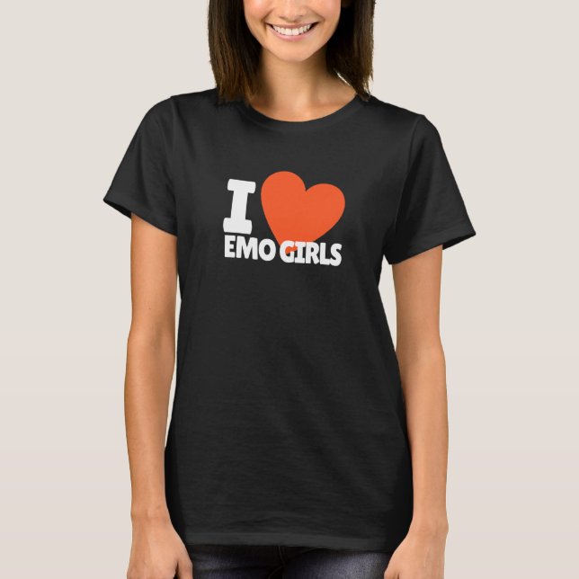Jag älskar Emo-tjejer Hjärtat Egirl T Shirt (Framsida)