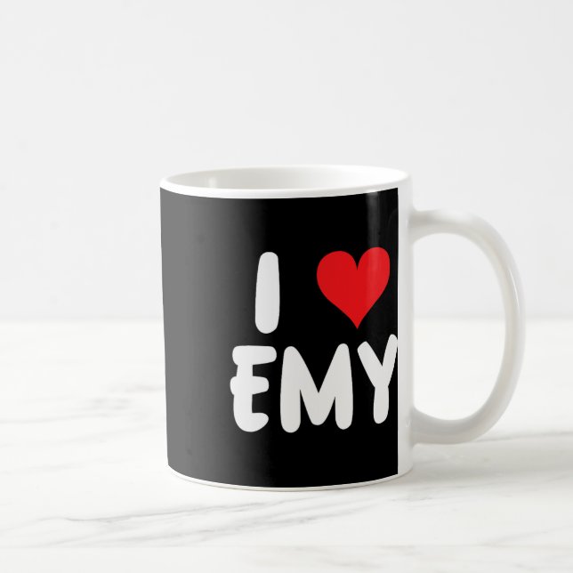 Jag älskar Emy - Hjärta - Namn  Kaffemugg (Höger)