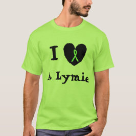 Jag älskar en Lymie, hjärta med Lyme-medvetenhetsb T Shirt