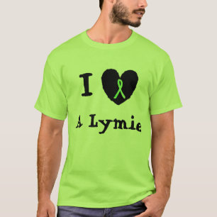 Jag älskar en Lymie, hjärta med Lyme-medvetenhetsb T Shirt