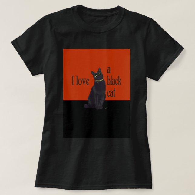 Jag älskar en svart katt tee (Design framsida)