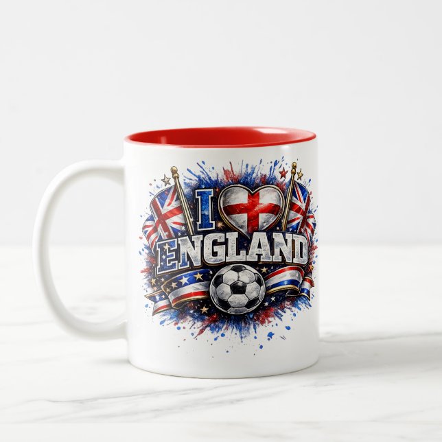 JAG ÄLSKAR England 2026 Fotbollsfan Två-Tonad Mugg (Vänster)