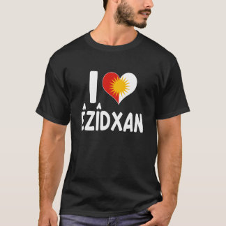 Jag älskar Ezidxan Yezidi Solflagga Hjärta Yazidi T Shirt