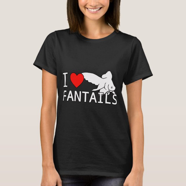 Jag älskar Fantail Guld fisk Fancy Guld fisk Akvar T Shirt (Framsida)