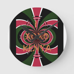 Jag älskar färger för Kenya XOXO medborgareflagga Rund Klocka