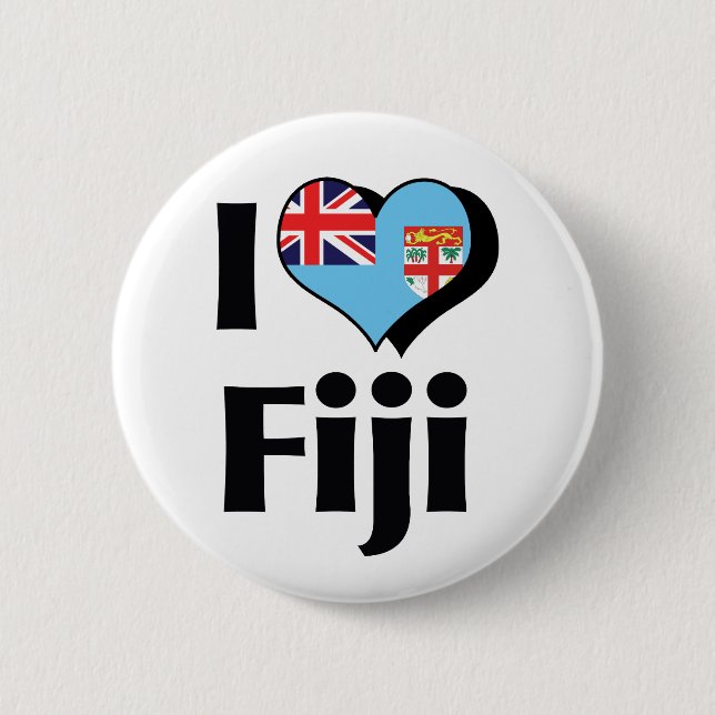Jag älskar Fiji Flagga Knapp (Framsida)