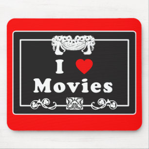 Jag älskar filmer med tyst filmväderkorn musmatta