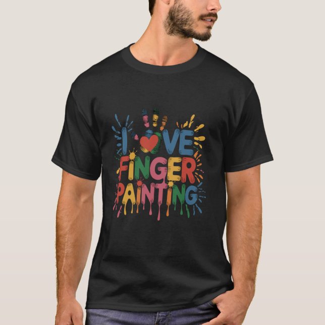 Jag älskar fingerfärg roligt t shirt (Framsida)