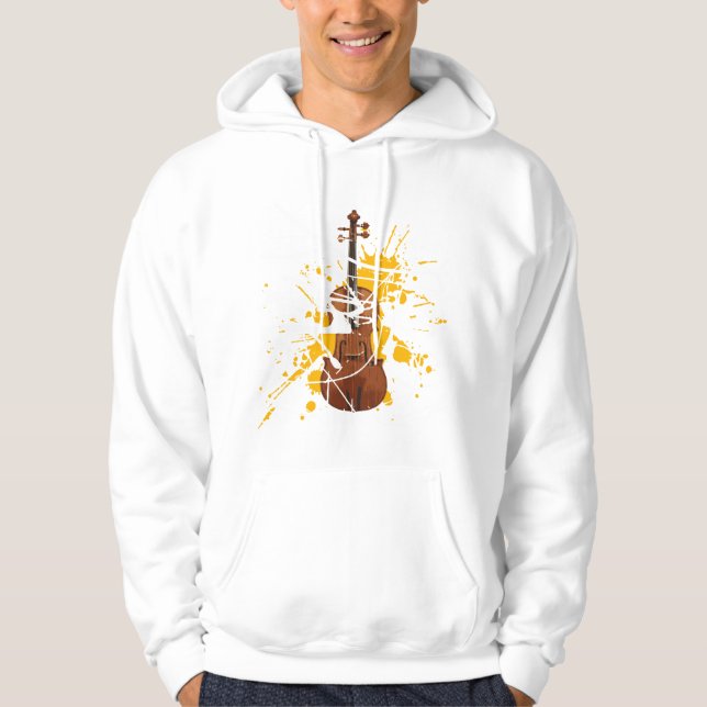 Jag älskar fiolen sweatshirt med luva (Framsida)