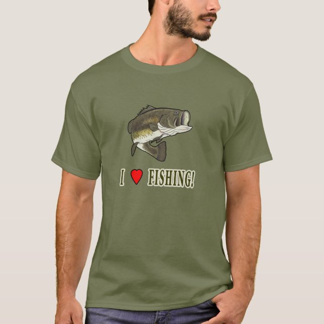Jag älskar fiske: Largemouth bas Tee (Framsida)