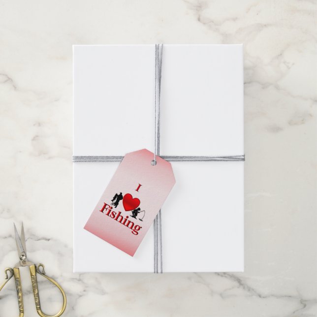 Jag älskar fiske presentetikett (Med Snöre)