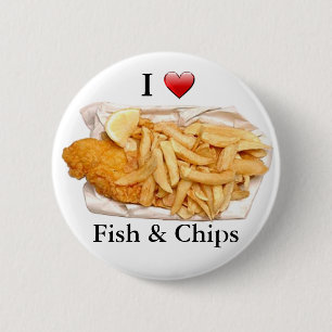 Jag älskar fisken och chiper knapp