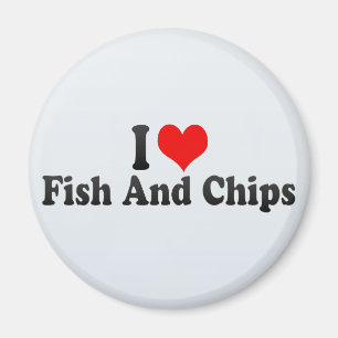 Jag älskar fisken och chiper magnet