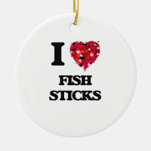 Jag älskar fiskpinnar julgransprydnad keramik
