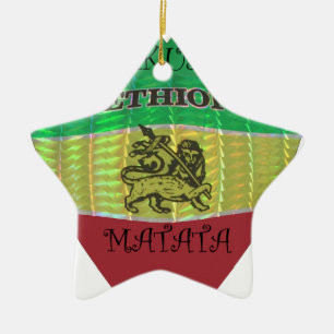 Jag älskar flaggan - Älskar Etiopien Röd Guld Gr Julgransprydnad Keramik