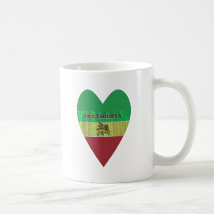 Jag älskar flaggan - Älskar Etiopien   Röd Guld Gr Kaffemugg