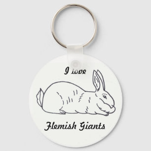 Jag älskar Flemish jättekanin Keychain Nyckelring