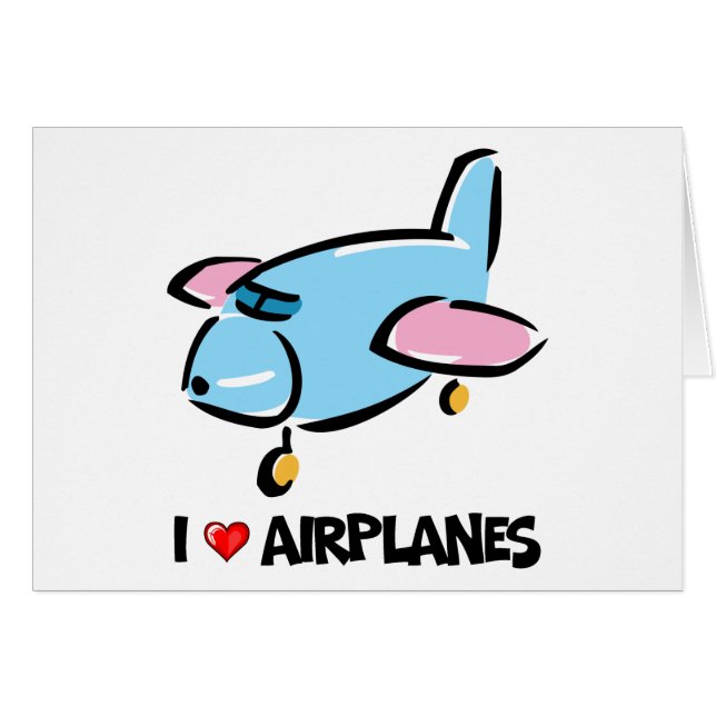 Jag älskar flygplan hälsningskort (Framsidan Horizontal)