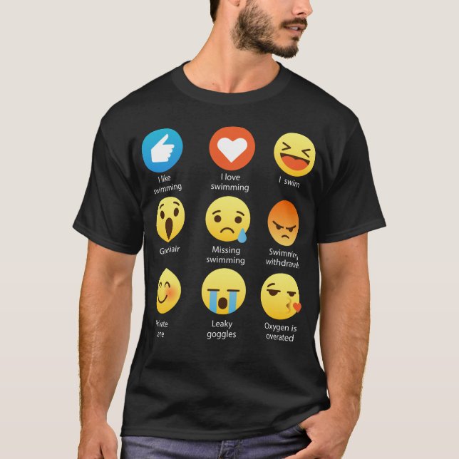 Jag älskar för den Emoji för simningsimmare den Tee (Framsida)