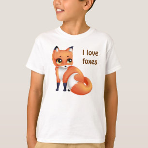 Jag älskar för den Kawaii för rävar den gulliga T-shirt