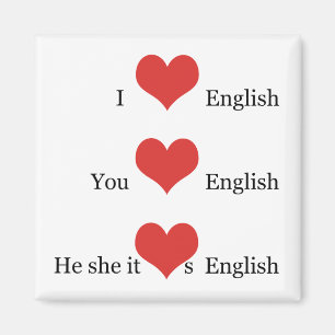Jag älskar för ESL-lärare för engelsk grammati Magnet