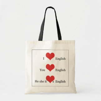 Jag älskar för ESL-lärare för engelsk grammatik Tygkasse