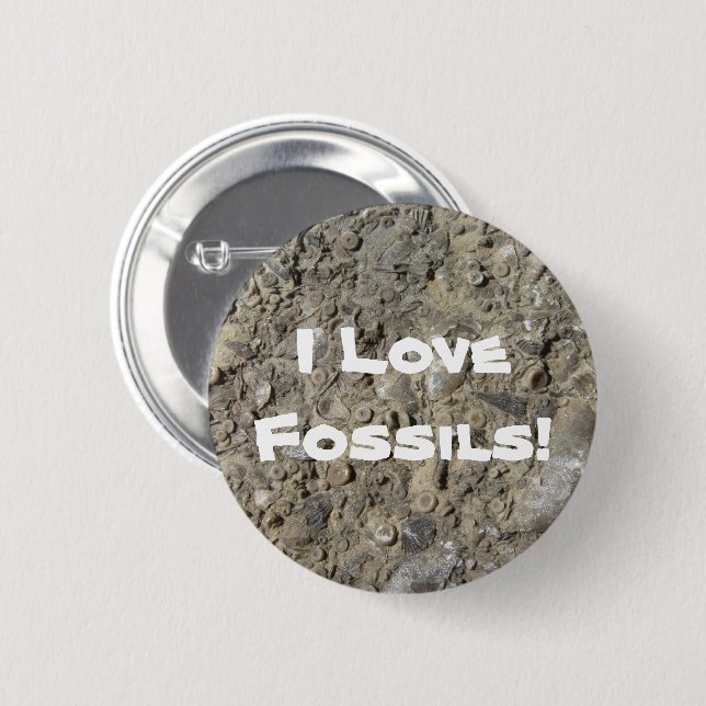 Jag älskar fossil! (Fossil hash-utskrift) Knapp (Framsida & baksida)