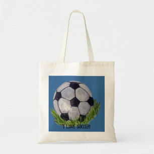 Jag älskar fotboll med fotbollboll tygkasse