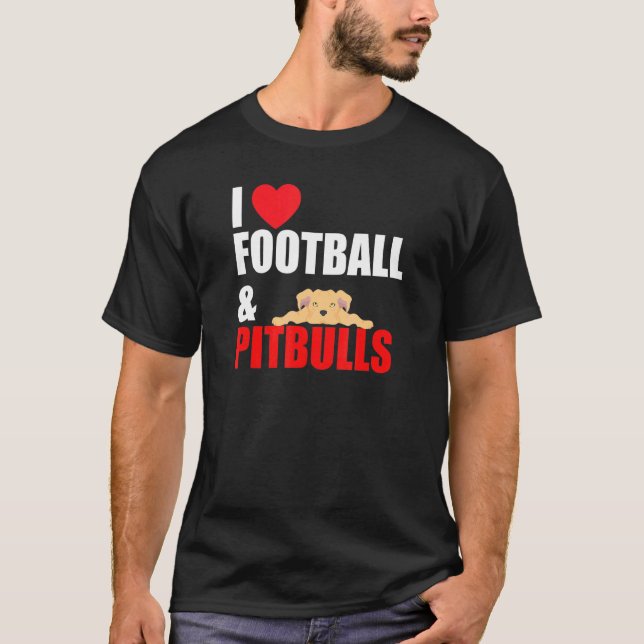 Jag älskar fotboll Pitbullar T Shirt (Framsida)