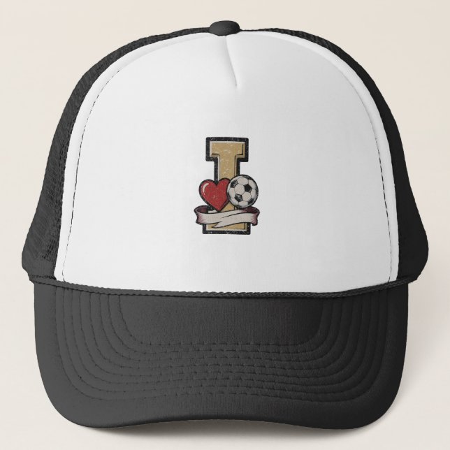 Jag älskar fotboll Vintage Truckerhatt Keps (Framsida)