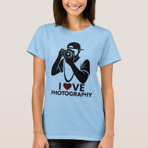 Jag älskar Fotografi röd hjärta män design T-shirt