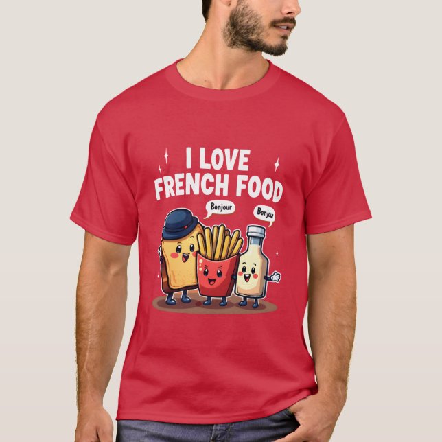 Jag älskar fransk mat present t shirt (Framsida)