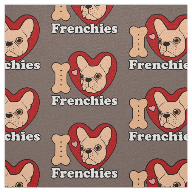 Jag älskar Frenchies planlägger för alla Frenchie Tyg (Provkarta)