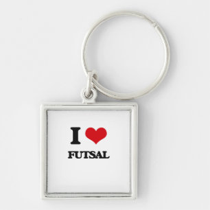 Jag älskar Futsal Fyrkantig Silverfärgad Nyckelring
