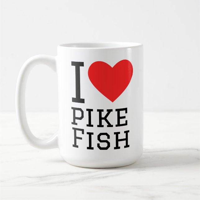 Jag älskar gädda fisk kaffemugg (Vänster)