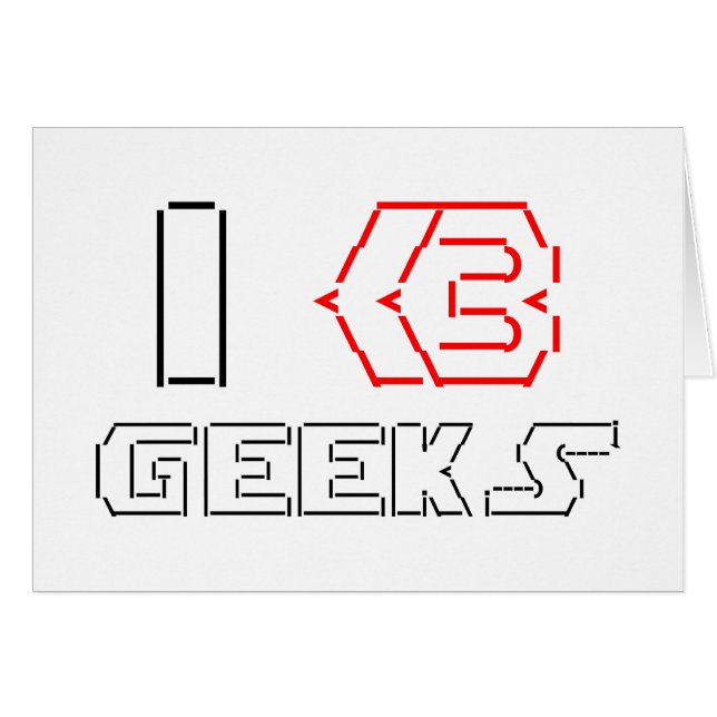 Jag älskar Geeks ASCII ART-hälsningskort Hälsningskort (Framsidan Horizontal)