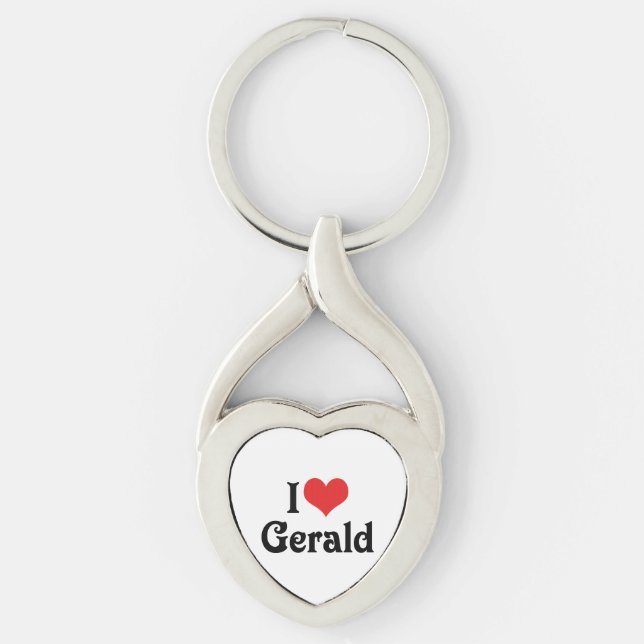 Jag älskar Gerald Twisted Heart Silverfärgad Nyckelring (Framsidan)
