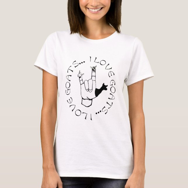 Jag älskar getter som ASL undertecknar språk T-shirt (Framsida)
