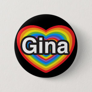 Jag älskar Gina. Jag älskar dig Gina. Hjärta Knapp